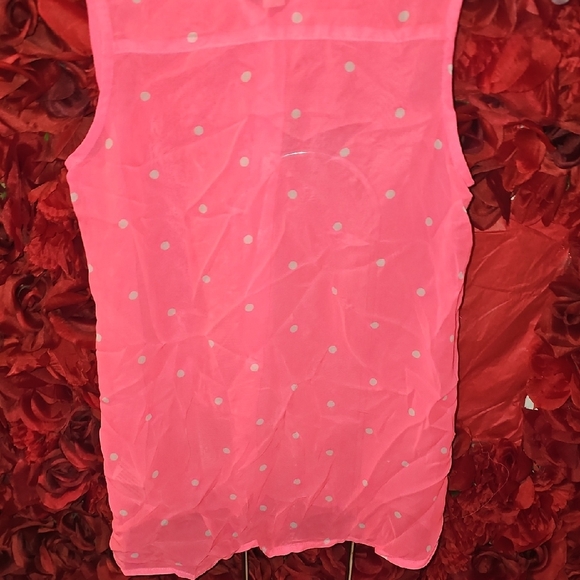 Cherokee Girls Pink Polka Dot Sleeveless See Thru Blouse Size Medium - Picture 6 of 6